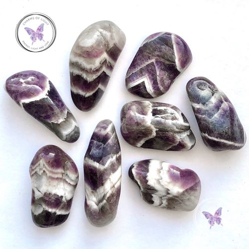 Chevron Amethyst Tumble Stone - XL